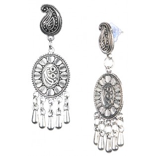Silver Oxidized Earrings Jhumka Jhumki Bali Imitation Indian Bollywood Ethnic Wedding Jewelry H15